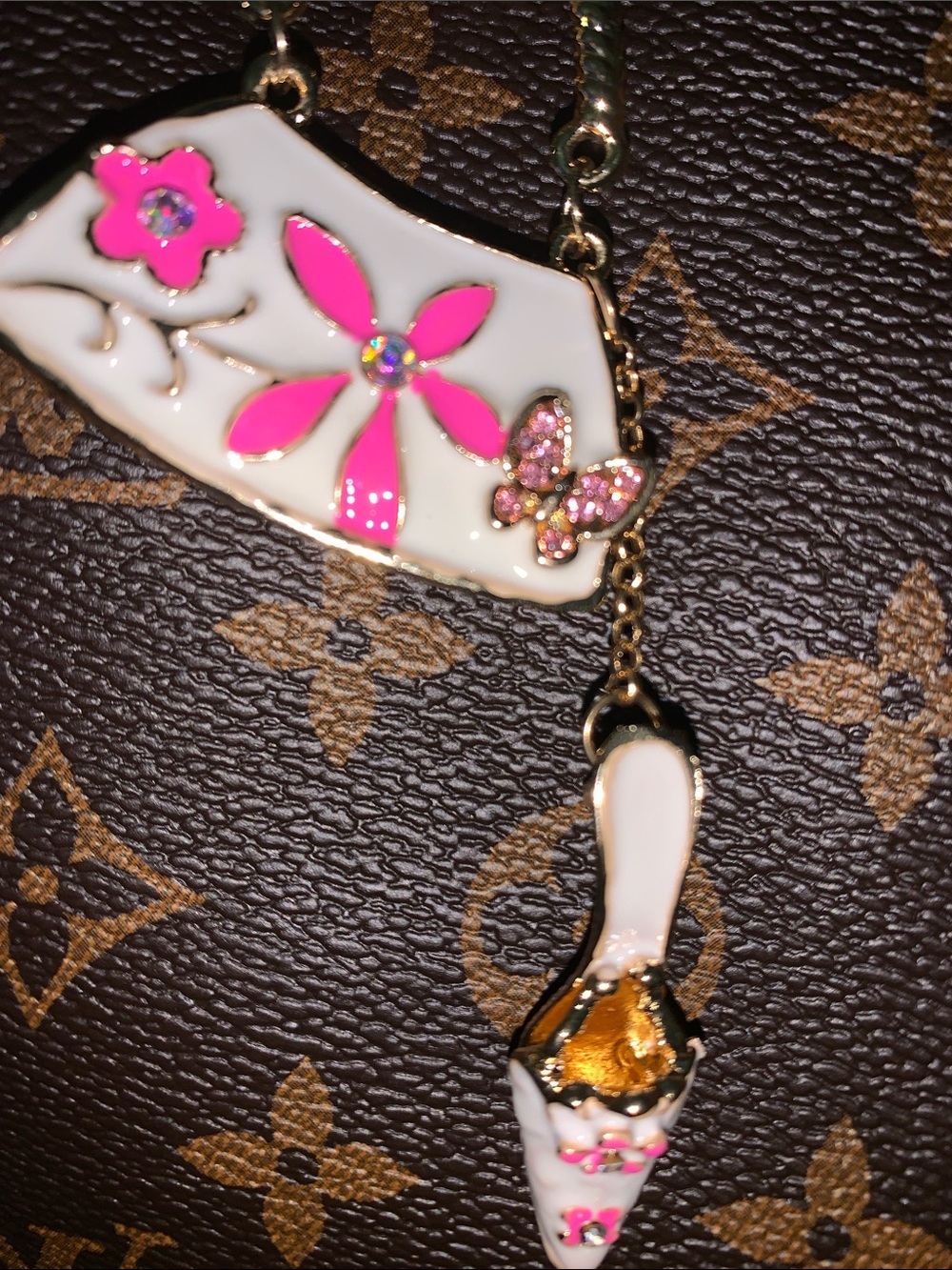 Pink Floral Handbag bag Charm Keychain